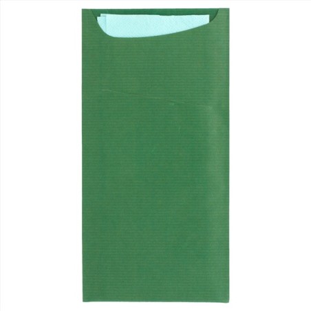 Bolsa Cubierto+Servilleta Verde Just in Time 100Ud - Proveedor Lavandería Industrial