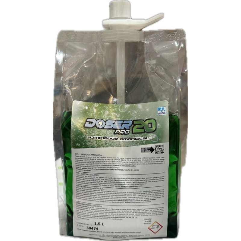 Doser Pro 20 Limpiador Amoniacal 1,5 L/bolsa. - Proveedor Lavandería Industrial