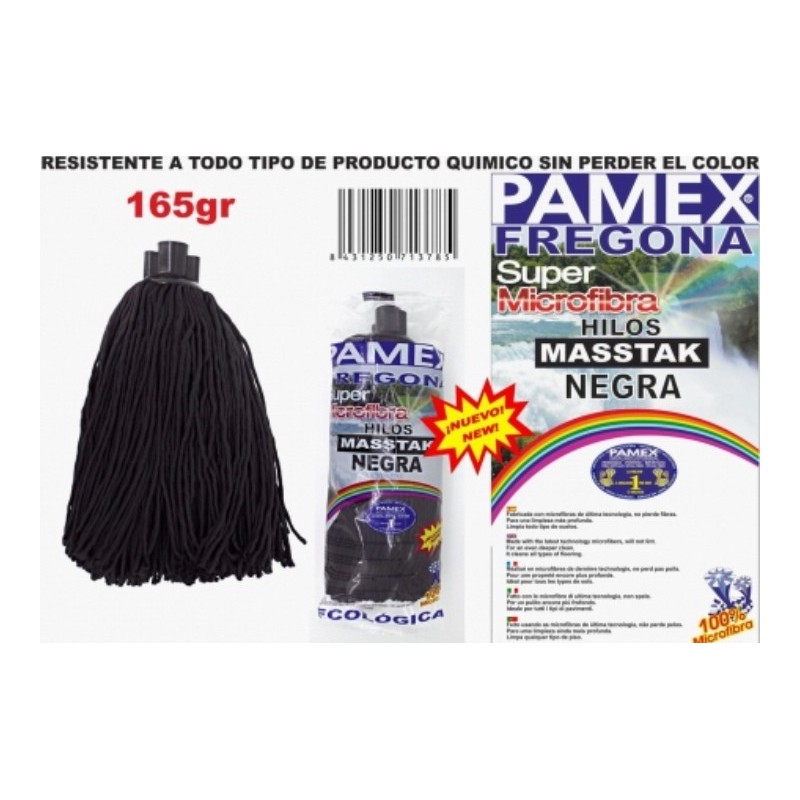 Fregona Microfibra Hilo Negra  masstak 160gr Pamex - Proveedor Lavandería Industrial