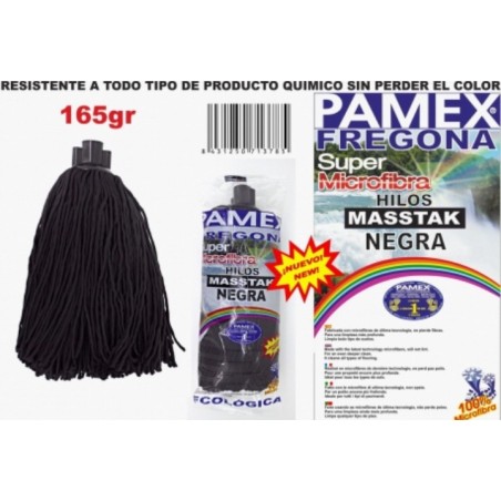 Fregona Microfibra Hilo Negra  masstak 160gr Pamex - Proveedor Lavandería Industrial