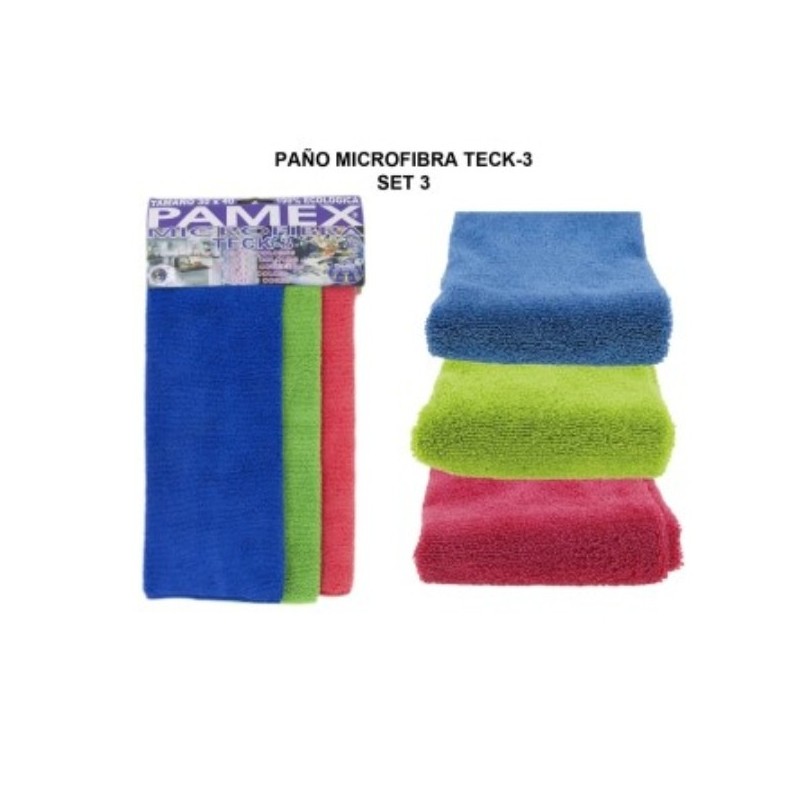 Paño Microfibra Multiusos 30x40 Teck Pack 3 color - Proveedor Lavandería Industrial