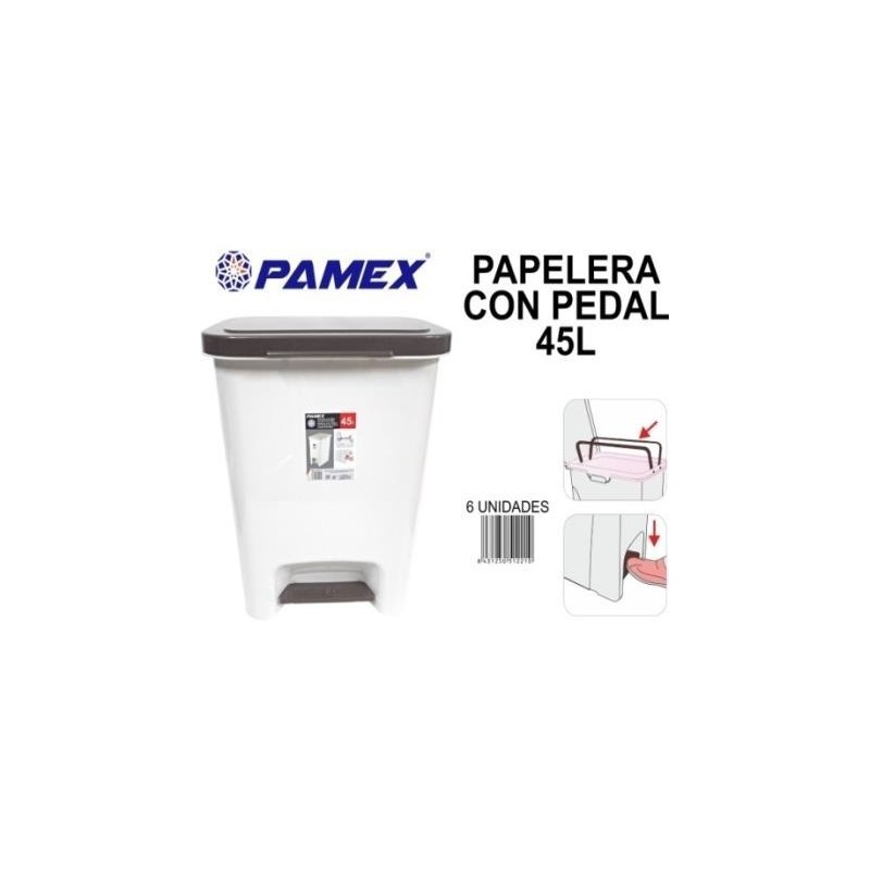 Papelera Plástico 45 litros Blanca con pedal YY-D1 - Proveedor Lavandería Industrial
