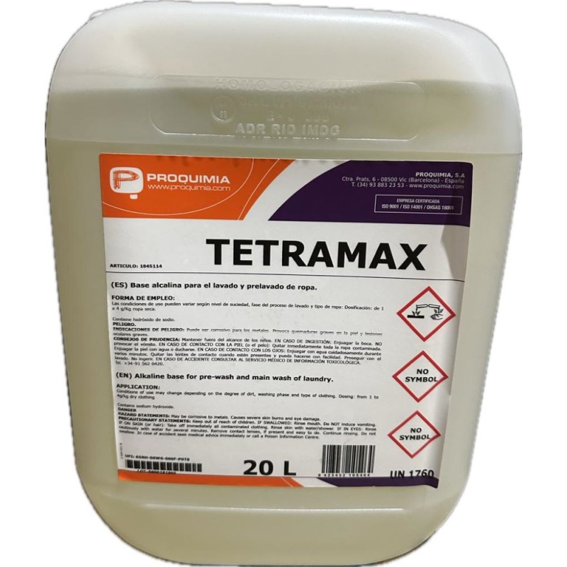 Detergente Alcalino Tetramax 20 L. - Proveedor Lavandería Industrial