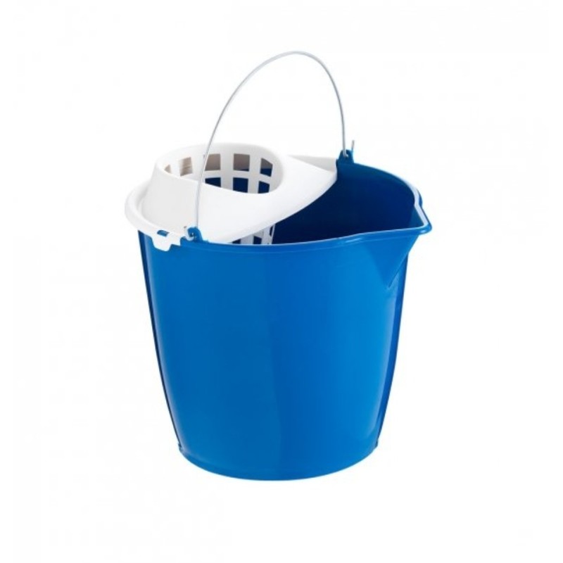 Cubo 13L Azul Asa Metal Escurridor Blanco - Proveedor Lavandería Industrial