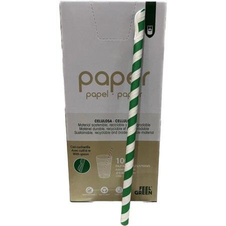 Pajitas Rayas cuchara 100 uds - Proveedor Lavandería Industrial