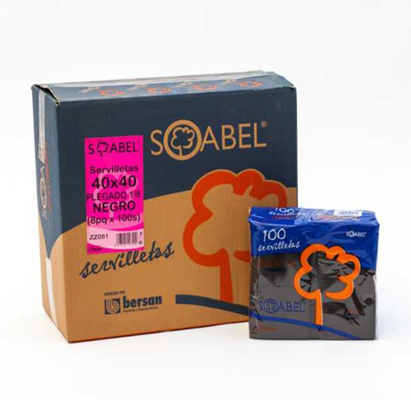 Servilleta 40x40 , negra plegado 1/8 16x50 ZZ051 - Proveedor Lavandería Industrial