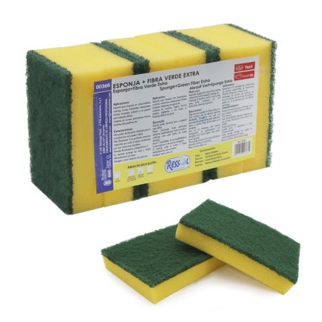 Esponja + Fibra Verde XL 10x15 Cm. - Proveedor Lavandería Industrial