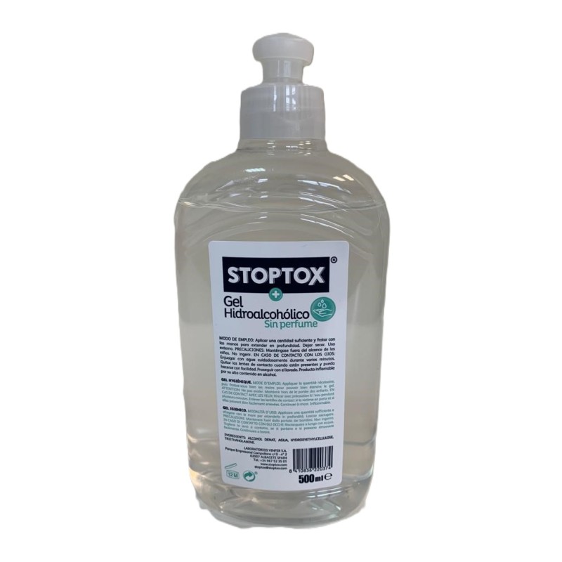 Gel Hidroalcohólico STOPTOX 500ml. (sin perfume) - Proveedor Lavandería Industrial