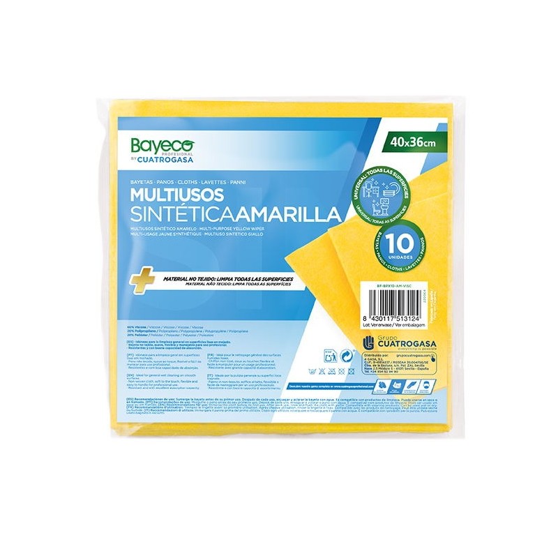 Bayeta Amarilla Sintetica 36X40, 140G Bayeco 10Ud. - Proveedor Lavandería Industrial