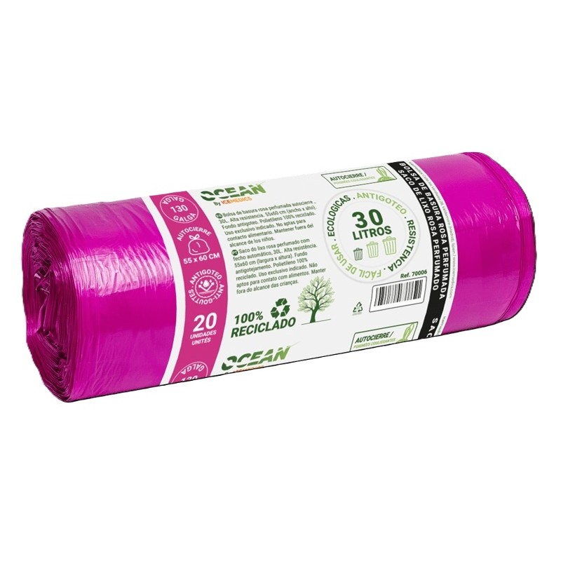 B.Basura Rosa 55x60 G130 Autocierre 20R/50Caja - Proveedor Lavandería Industrial