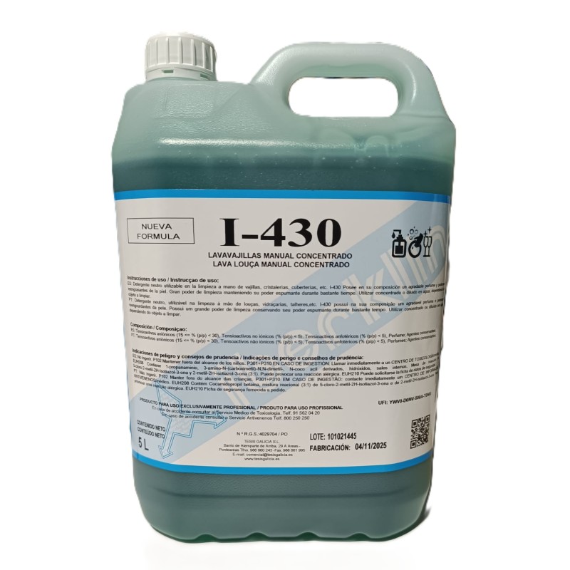 Lavavajillas Manual Concentrado Tesis 5 L. - Proveedor Lavandería Industrial