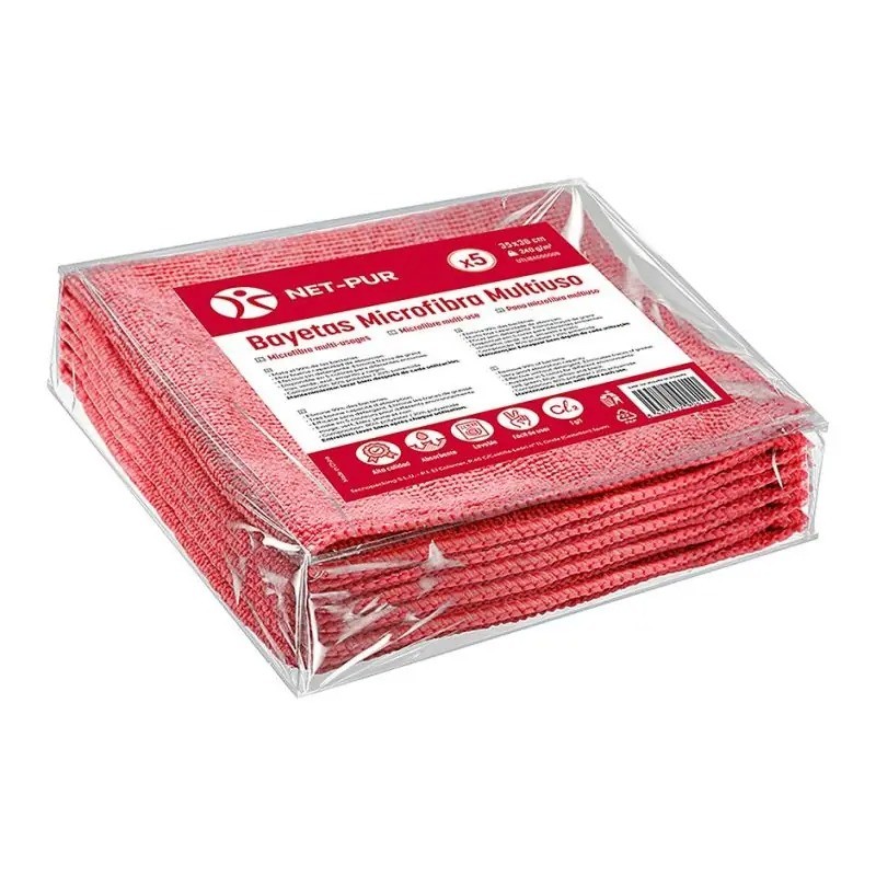 Bayeta Microfibra 35x38 CM Terry Roja 5Ud - Proveedor Lavandería Industrial