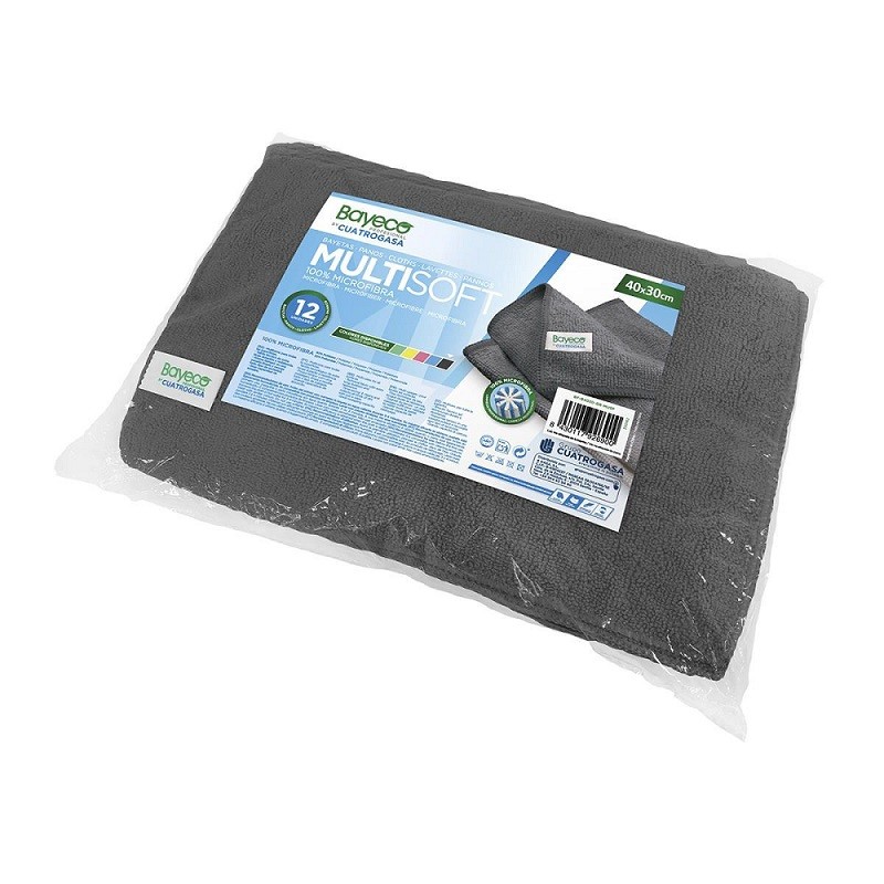 Paños Microfibras Bayeco 30x40 Gris Pack 12 Und. - Proveedor Lavandería Industrial