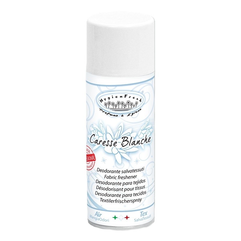 Spray Deodorante  -Caresse Blanc- 400 ml - Proveedor Lavandería Industrial