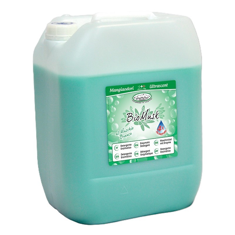 Detergente Líquido HF Biomusk 10 Lts. Manchas difí - Proveedor Lavandería Industrial