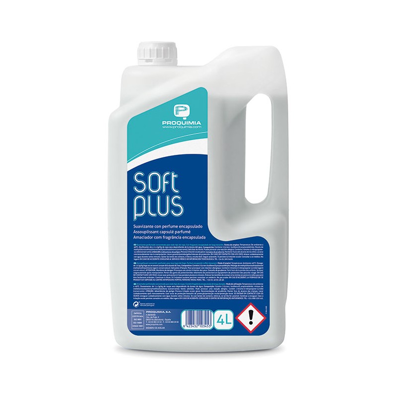 Suavizante Liquido Perfumado Soft Plus 4 L. - Proveedor Lavandería Industrial