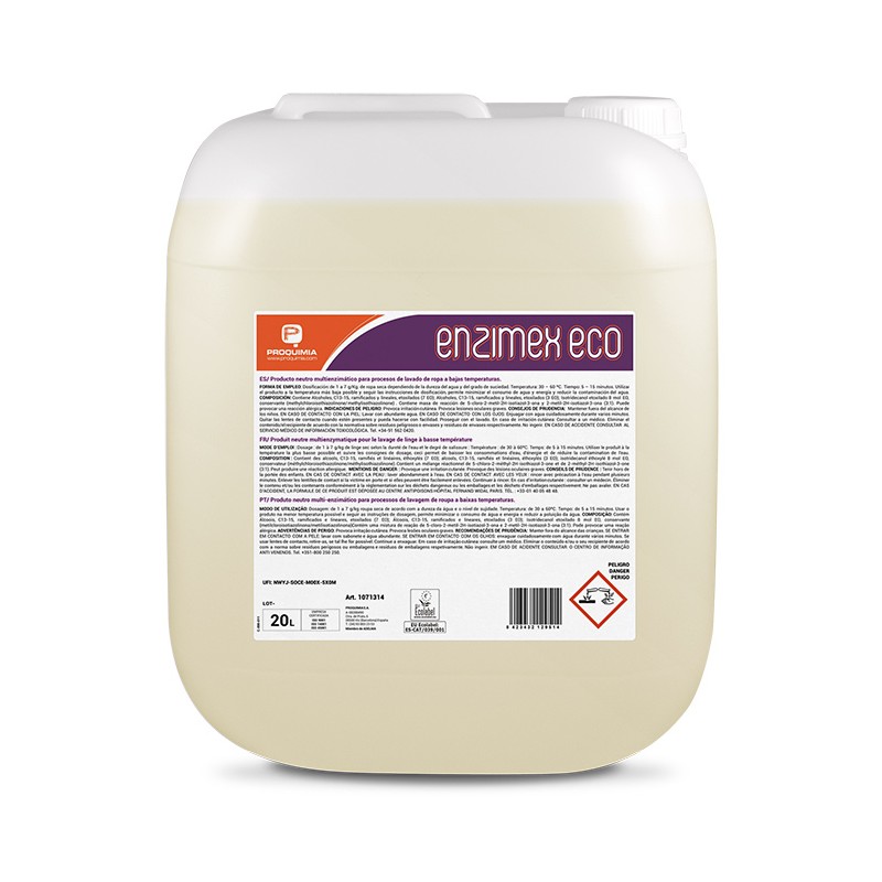 Detergente Multienzematico Enzimex 20 L. - Proveedor Lavandería Industrial