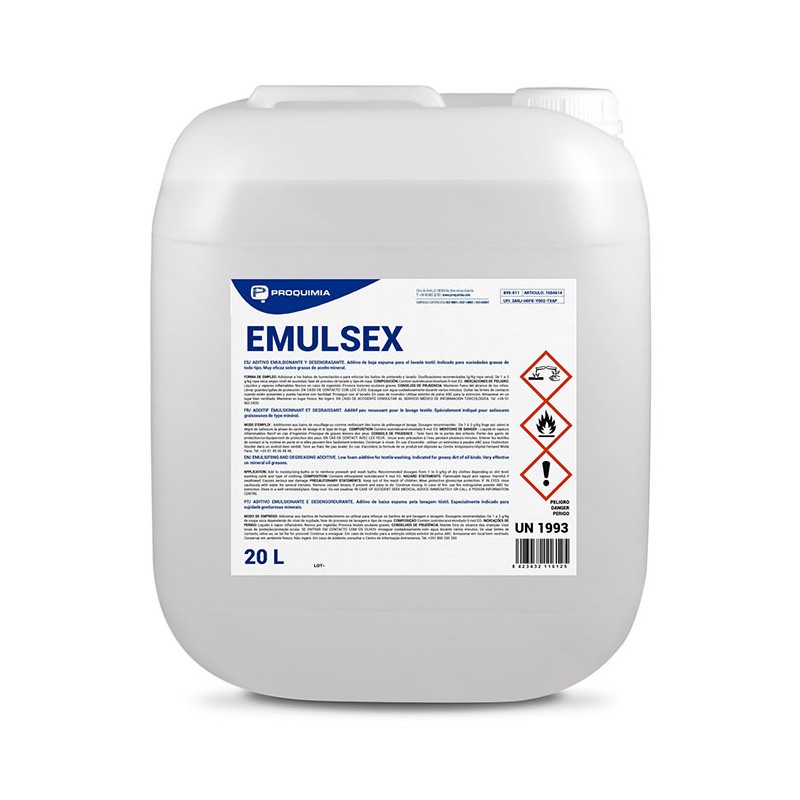 Desengrasante Emulsex 20 L. - Proveedor Lavandería Industrial