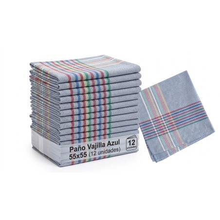 Paño Vajilla Azul 55x55 (12 unidades) - Proveedor Lavandería Industrial