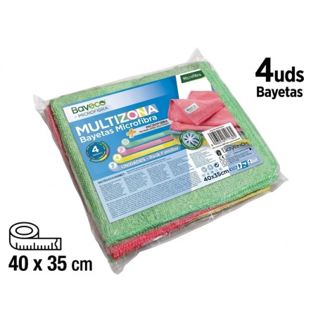 Bayetas Microfibra Multizona Bayeco 40x35cm 4ud - Proveedor Lavandería Industrial
