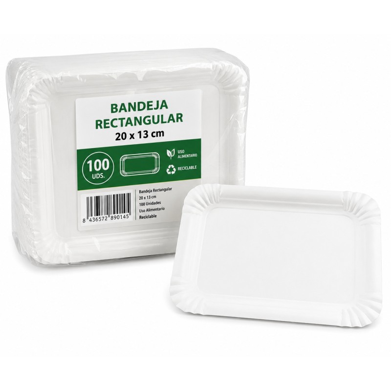 Bandeja Rectangular 20x13 Cm 100 Ud