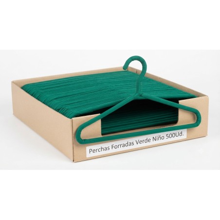 Perchas Forradas Verde Niño 500Ud.