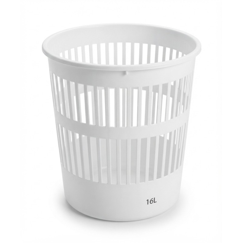 Papelera Plástico Rejilla Blanca 16L