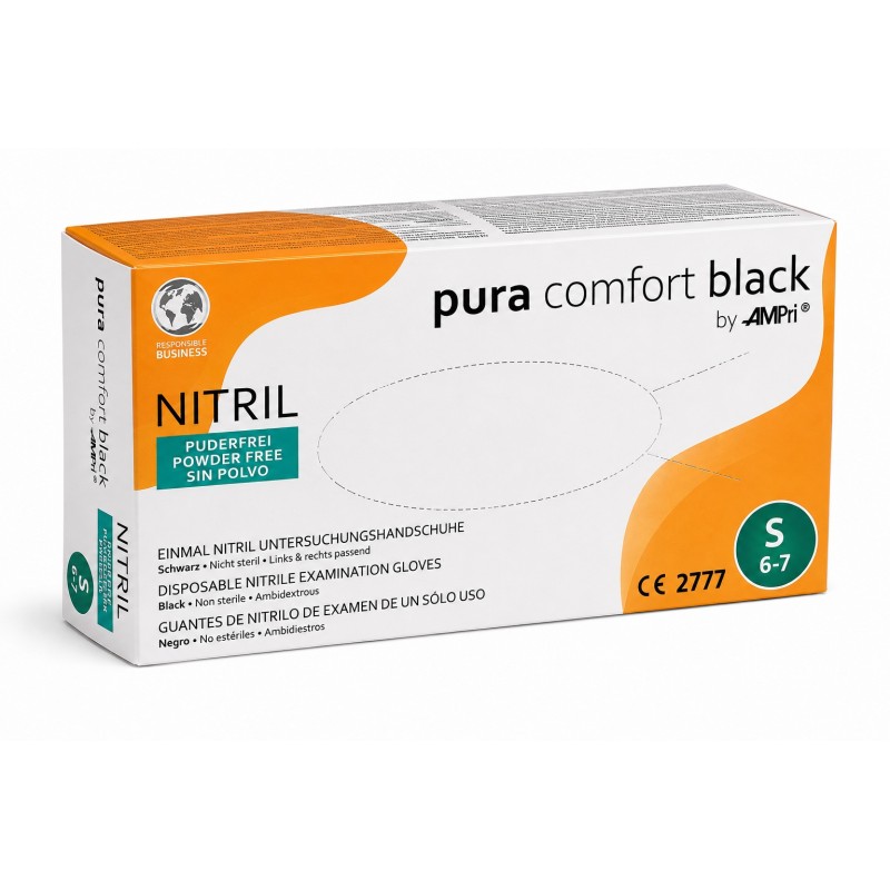 Guantes Nitrilo Puracomfort Negro Talla S.