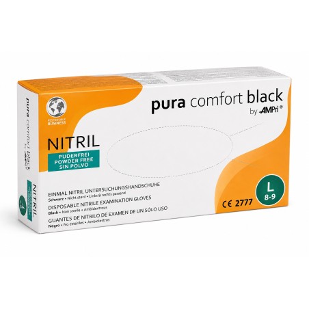 Guantes Nitrilo Puracomfort Negro Talla L.