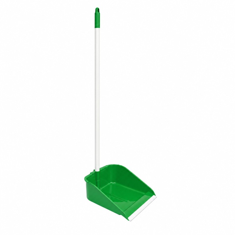 Recogedor Antivuelco Verde Palo Forrado 80Cm.