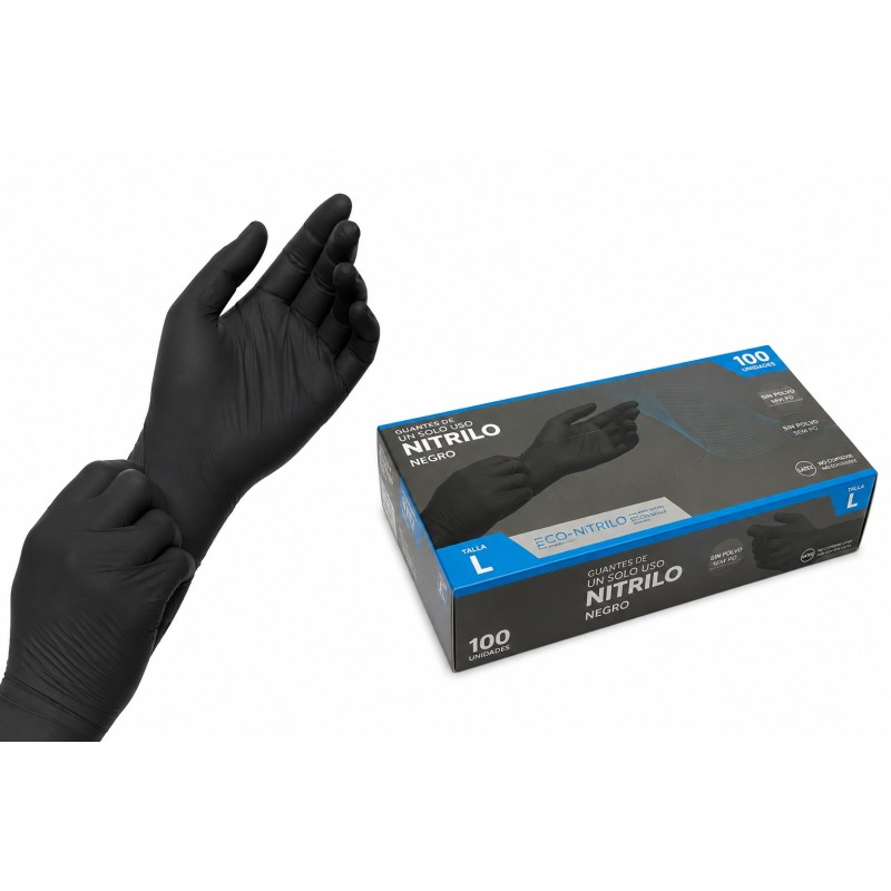 Guantes Nitrilo Eco-Negro S/P Talla L.