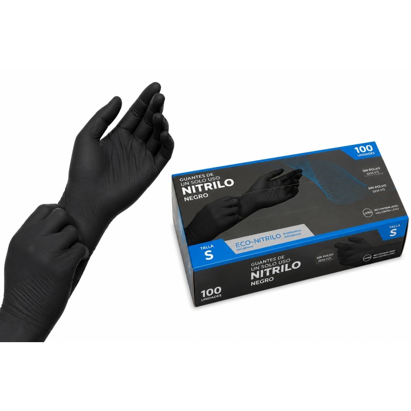 Guantes Nitrilo Eco-Negro S/P Talla S.