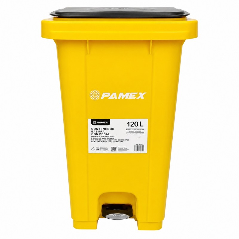 Contenedor Con Pedal Amarillo 120L.
