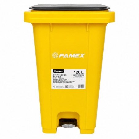Contenedor Con Pedal Amarillo 120L.