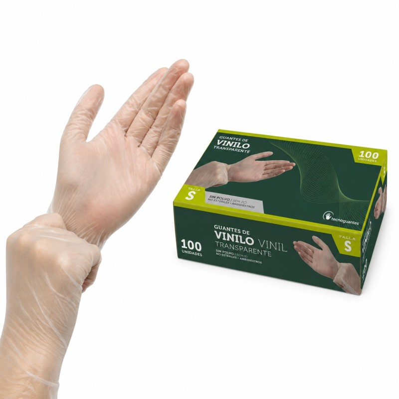 Guantes Vinilo Transparente S/Polvo Talla S.