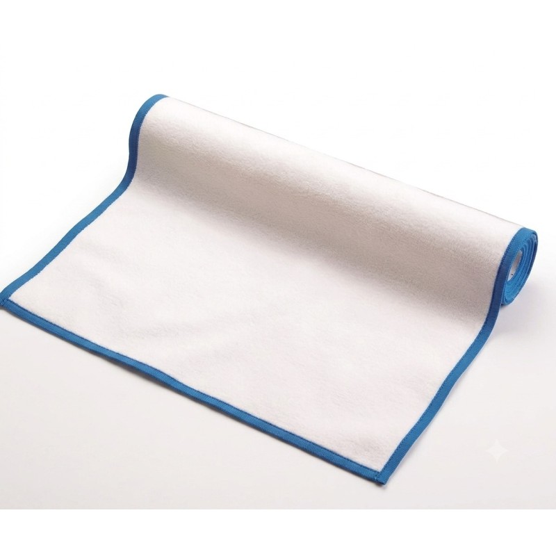 Paño roll drap 40x64  blanco cenefa azul