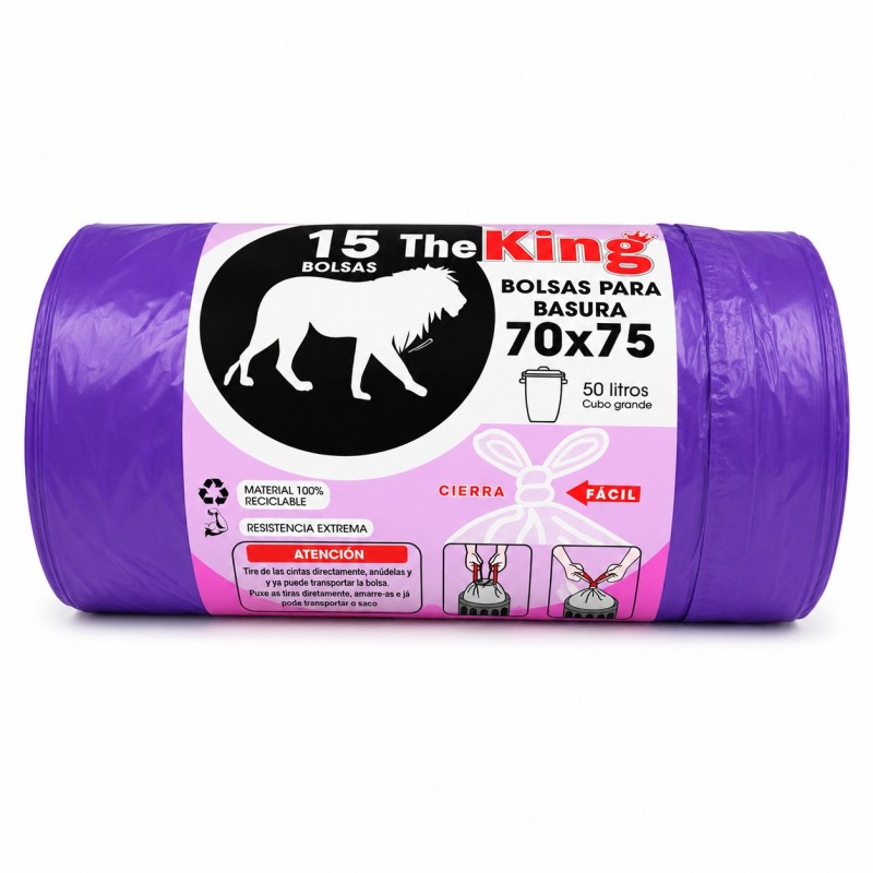 B.Basura Morada The King 70x75 G130 15R/25Caja.