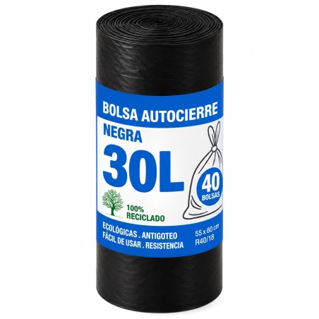 B.Basura Negra 55x60 30L Autocierre R40/18Caja.
