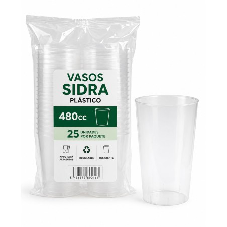 Vasos Sidra Plástico 480cc 25ud/paquete