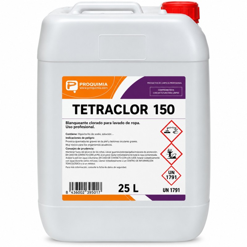 Blanqueante Clorado Tetraclor 150, 25 L.