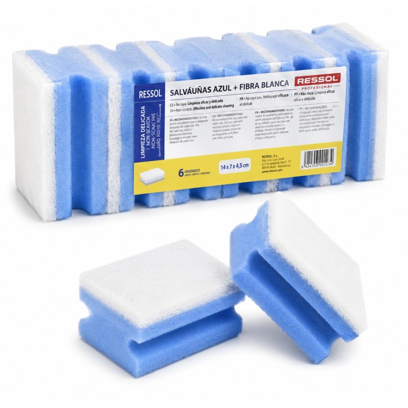 Salvauñas Azul + Fibra Blanca. Pack-6. ressol