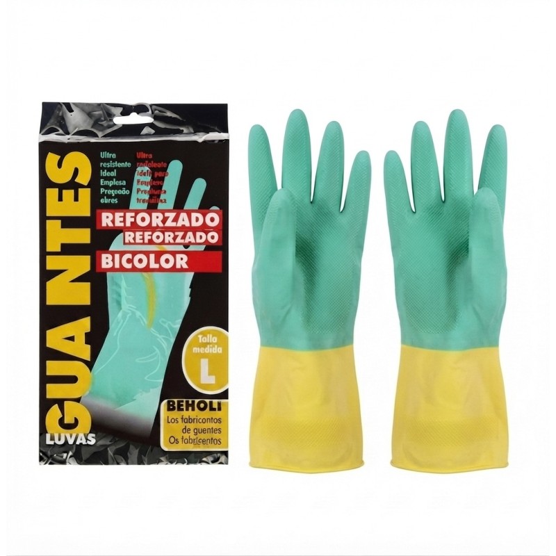Guantes latex bicolor reforzado talla L