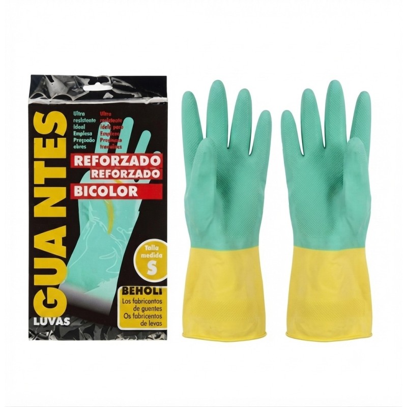 Guantes latex bicolor reforzado talla S