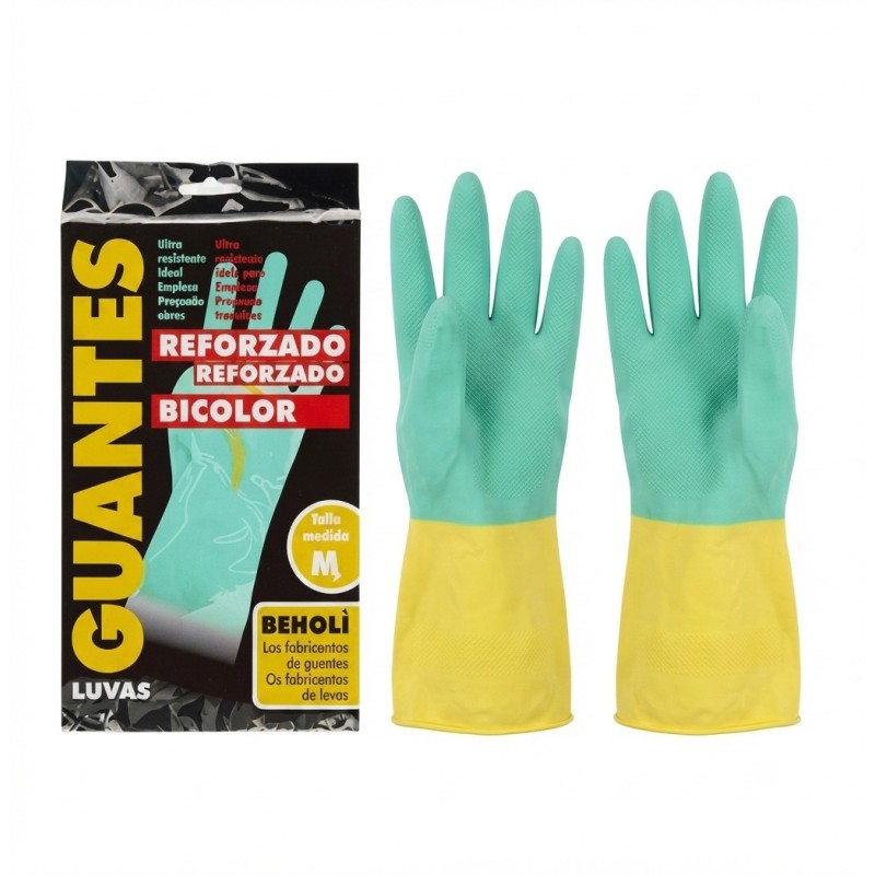 Guantes latex bicolor reforzado M.