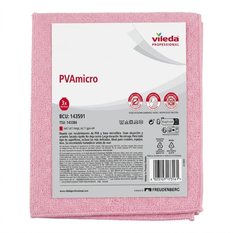 Bayeta Vileda micro Roja 38x35 cm