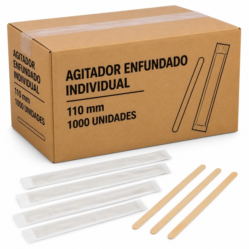 Agitador Enfundado Indivudual 110 Mm Caja 1000 U.