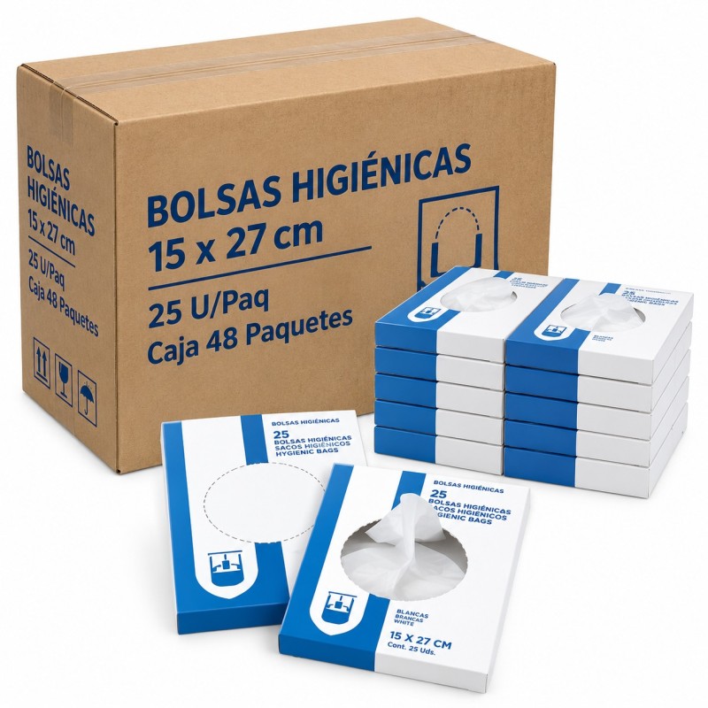 Bolsas Higiénicas 15x27 Cm 25U/Paq Caja 48 Paquete