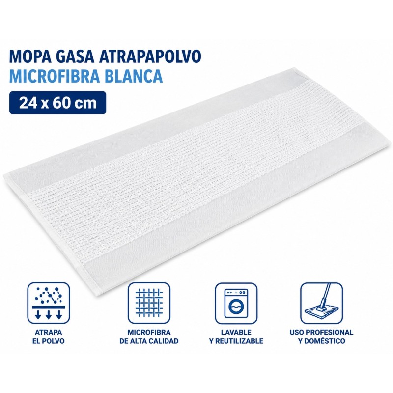 Mopa Gasa Atrapapolvo Microfibra Blanca 24 x 60 Cm