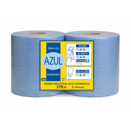 Bobina Industrial Azul Gofrado 2C 270M Tork 2Ud