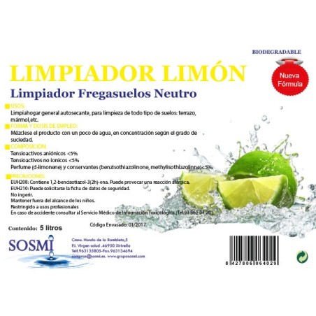 Fregasuelos Limon Eco 5 L. - Proveedor Lavandería Industrial